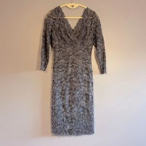 Vintage Cache Sequin Lace Dress | Dusky Purple/Pewter Gray | SZ 0